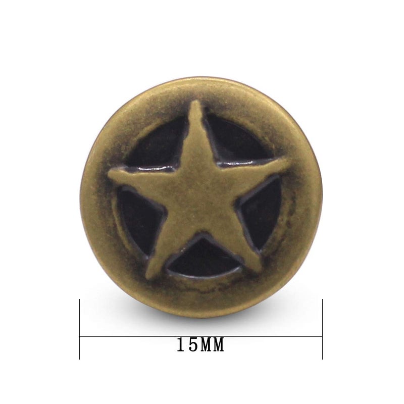 Enosea 12 Pcs Bronze Jeans Button No Sew Replacement Buttons for Jeans and Jackets 15mm - Image 3